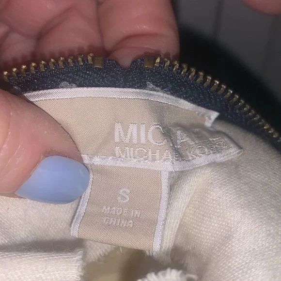 Michael Kors Navy blue and white striped blouse with gold hardware - Picture 3 of 6